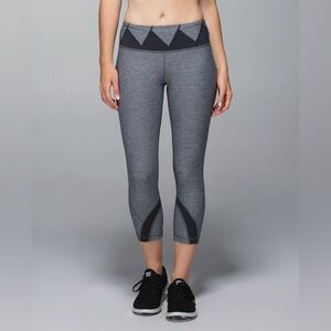Lululemon Run Inspire Crop II Leggings Luxtreme Heathered Deep Coal Quilt